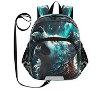 DDDIYEU Cool Space Wolf Zaino per Bambini Divertente con Orecchie,Mini Borsa a Spalla Carina,Zainetto per Bambini