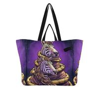 DDDIYEU Doodle Soffice Zebra Borsa da Spiaggia Impermeabile,Borsa da Viaggio Donna,Borsa per Spesa Ragazze