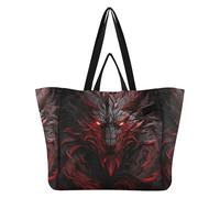 DDDIYEU Drago Rosso Freddo Borsa da Spiaggia Impermeabile,Borsa da Viaggio Donna,Borsa per Spesa Ragazze