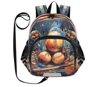 DDDIYEU Fantastica Opera D'arte Ad Acquerello Da Baseball Zaino per Bambini Divertente con Orecchie,Mini Borsa a Spalla Carina,Zainetto per Bambini