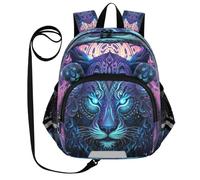 DDDIYEU Fantastica Opera D'arte Della Tigre Blu Zaino per Bambini Divertente con Orecchie,Mini Borsa a Spalla Carina,Zainetto per Bambini