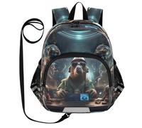 DDDIYEU Fantastico Ornitorinco Di Arte Spaziale Zaino per Bambini Divertente con Orecchie,Mini Borsa a Spalla Carina,Zainetto per Bambini