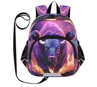 DDDIYEU Fresca Opera D'arte Ad Acquerello Di Bisonte Viola Zaino per Bambini Divertente con Orecchie,Mini Borsa a Spalla Carina,Zainetto per Bambini