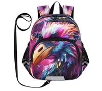 DDDIYEU Fresca Opera D'arte Ad Acquerello Pellicano Viola Zaino per Bambini Divertente con Orecchie,Mini Borsa a Spalla Carina,Zainetto per Bambini