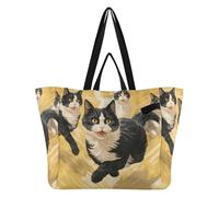 DDDIYEU Gattino Giallo Arrabbiato Borsa da Spiaggia Impermeabile,Borsa da Viaggio Donna,Borsa per Spesa Ragazze