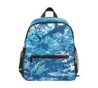 DDDIYEU Gli Squali Blu Raffreddano L'oceano Fluido Zaino per Asilo Nido Prescolare Bambini Studente Bookbag Zainetti per 2-7 Anni Capretto Viaggio Ragazze Ragazzi