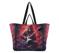 DDDIYEU Guitar Suonatore Di Arte Natalizia Rabbia Borsa da Spiaggia Impermeabile,Borsa da Viaggio Donna,Borsa per Spesa Ragazze