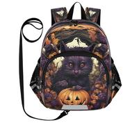 DDDIYEU Halloween Zucca Gatto Nero Zaino per Bambini Divertente con Orecchie,Mini Borsa a Spalla Carina,Zainetto per Bambini