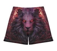 DDDIYEU Leone Rosso Arrabbiato Costume da Bagno per Ragazze,Pantaloncini da Spiaggia a Rapida Asciugatura,Pantaloni da Nuoto per Bambini