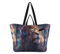 DDDIYEU Leone Universale Cosmo Art Borsa da Spiaggia Impermeabile,Borsa da Viaggio Donna,Borsa per Spesa Ragazze