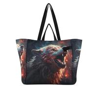 DDDIYEU Lupo Freddo Che Ulula Borsa da Spiaggia Impermeabile,Borsa da Viaggio Donna,Borsa per Spesa Ragazze