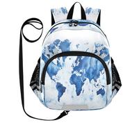 DDDIYEU Mappa Del Mondo Dell'acquerello Blu Zaino per Bambini Divertente con Orecchie,Mini Borsa a Spalla Carina,Zainetto per Bambini