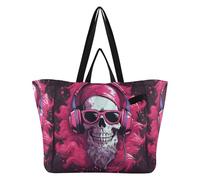 DDDIYEU Natale Cartone Animato Fresco Rosa Santa Borsa da Spiaggia Impermeabile,Borsa da Viaggio Donna,Borsa per Spesa Ragazze