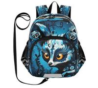 DDDIYEU Opera D'arte Acquerello Blu Lemure Zaino per Bambini Divertente con Orecchie,Mini Borsa a Spalla Carina,Zainetto per Bambini