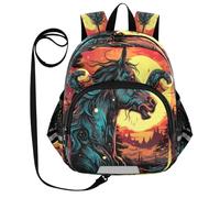 DDDIYEU Opera D'arte Acquerello Cavallo Zaino per Bambini Divertente con Orecchie,Mini Borsa a Spalla Carina,Zainetto per Bambini