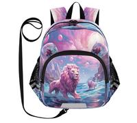 DDDIYEU Opera D'arte Acquerello Leone Zaino per Bambini Divertente con Orecchie,Mini Borsa a Spalla Carina,Zainetto per Bambini