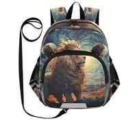 DDDIYEU Opera D'arte Acquerello Leone Zaino per Bambini Divertente con Orecchie,Mini Borsa a Spalla Carina,Zainetto per Bambini