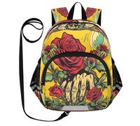 DDDIYEU Opera D'arte Ad Acquerello Rosa Rossa Gialla Zaino per Bambini Divertente con Orecchie,Mini Borsa a Spalla Carina,Zainetto per Bambini