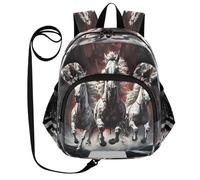 DDDIYEU Opera D'arte Astratta Cavallo Bianco Zaino per Bambini Divertente con Orecchie,Mini Borsa a Spalla Carina,Zainetto per Bambini
