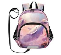 DDDIYEU Opera D'arte Balena Mare Rosa Zaino per Bambini Divertente con Orecchie,Mini Borsa a Spalla Carina,Zainetto per Bambini