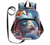DDDIYEU Opera D'arte Colorata In Argento Giraffa Zaino per Bambini Divertente con Orecchie,Mini Borsa a Spalla Carina,Zainetto per Bambini