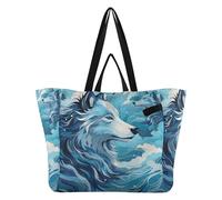 DDDIYEU Opera D'arte Del Modello Di Lupi Di Mare Borsa da Spiaggia Impermeabile,Borsa da Viaggio Donna,Borsa per Spesa Ragazze