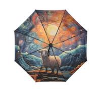 DDDIYEU Opera D'arte Della Luna Di Pecora Automatica Ombrello da Viaggio Antivento Compatto con Protezione Solare UPF 50+ Ideale per Ragazze