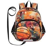 DDDIYEU Opera D'arte Di Pallacanestro Arancione Zaino per Bambini Divertente con Orecchie,Mini Borsa a Spalla Carina,Zainetto per Bambini