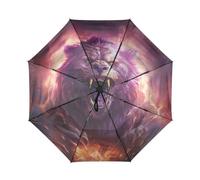 DDDIYEU Orso Fuoco Arrabbiato Viola Automatica Ombrello da Viaggio Antivento Compatto con Protezione Solare UPF 50+ Ideale per Ragazze