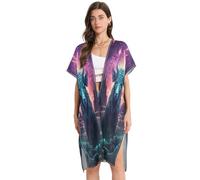 DDDIYEU Pecora Viola dello Spazio Copricostume da Spiaggia da Donna,Vestito Estivo Lungo e Leggero per Costumi da Bagno