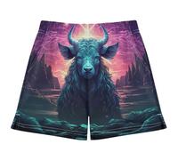 DDDIYEU Pecora Viola dello Spazio Costume da Bagno per Ragazze,Pantaloncini da Spiaggia a Rapida Asciugatura,Pantaloni da Nuoto per Bambini
