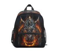 DDDIYEU Rinoceronte Infuocato Che Brucia Ruggendo Zaino per Asilo Nido Prescolare Bambini Studente Bookbag Zainetti per 2-7 Anni Capretto Viaggio Ragazze Ragazzi