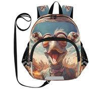 DDDIYEU Simpatica Opera D'arte Di Dinosauro Sorridente Zaino per Bambini Divertente con Orecchie,Mini Borsa a Spalla Carina,Zainetto per Bambini