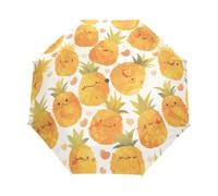 DDDIYEU Simpatici Ananas Che Sorridono Frutta Ombrello Automatico con Automatica Pulsante Apertura Chiusura Protezione UV Ombrelli per Viaggi Bambini