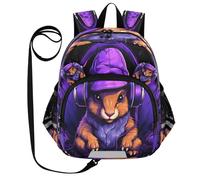 DDDIYEU Simpatico Scoiattolo Musicale Viola Zaino per Bambini Divertente con Orecchie,Mini Borsa a Spalla Carina,Zainetto per Bambini