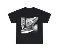 DDfe31r Unisex Adult T Shirt Monochrome Art Deco Staircase Interior Design Elegant Tee