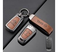 DDHHBH per Opel Adam Guscio Chiave Auto,Lega Protegge Copri Chiavi Auto Cadute Cover Chiave con Pelle Portachiavi Emblema Custodia Chiavi Auto Gadget Auto Interni,A-Brown