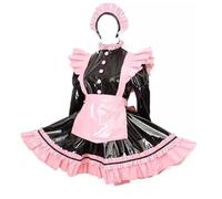 DDINGHOONQPODFR Donne, Sissy nero-rosa PVC bloccabile cameriera Cosplay Costume Halloween Party Personalizzato, Nero-rosa, XL