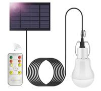 Ddlisu Lampadina LED a Energia Solare da 3W con Telecomando, Lampada a Sospensione Solare Ricaricabile Portatile USB con Sensore di Luce, per Interni ed Esterni, per Campeggio, Tenda, Pesca, Giardino