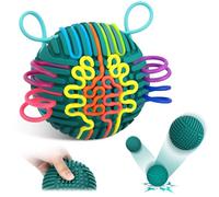 ddLUCK Palla per attività sensoriale, Giochi Anti-Stress in Silicone per autismo, ADHD, ollago, ansia, Giocattolo Silenzioso Fidget Toys per Bambini e Adulti, 10 Colori con 20 Corde (Verde)