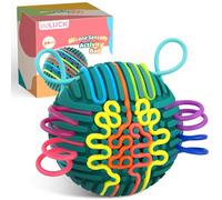 ddLUCK Palla per attività sensoriale, giochi anti-stress in silicone per autismo, ADHD, ollago, ansia, giocattolo silenzioso Fidget Toys per bambini e adulti, 10 colori con 20 corde (verde)