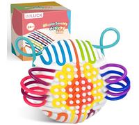 ddLUCK Palla per attività sensoriale, giochi anti-stress in silicone per autismo, ADHD, ollago, ansia, viaggio giocattolo silenzioso Fidget Toys per bambini e adulti, 10 colori con 20 corde (bianco)