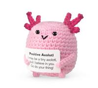 ddLUCK Regali positivi per donne, compleanno, laurea, insegnante, apprezzamento, regali per amici, colleghi, supporto emotivo ispiratore, rallegrare fatti a mano all'uncinetto Axolotl decorazione da