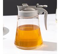 DDMMQS Dispenser per miele a pressione, sciroppo e zucchero, dispenser per miele senza gocciolamento automatico aperto e chiuso Dispenser per olio Flip-Top Dispenser per aceto (grigio)