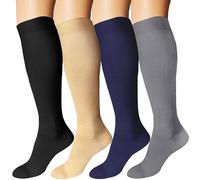 DDOBB 4 Paia di Calze a Compressione da Uomo e Donna per Viaggio, Volo, Sport, Running, Ciclismo - Nero, Colore della Pelle, Blu Navy, Grigio, XXL