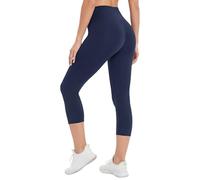 DDOBB Capri Leggings da donna a vita alta a 3/4, opachi, pantaloni capri corti, elasticizzati, da yoga, da corsa, per fitness a casa, D-Navy., 54-56