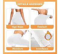 DDOBB Leggings termici da donna, foderati, a vita alta, lunghi con interno in pile, caldi Teddy, sportivi, pantaloni termici, da corsa, invernali, B-bianco, 54-56