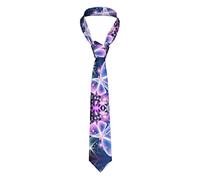 ddohsGOE Cravatta da uomo a tema cartone animato fragola tinta unita seta tessuto plaid cravatta fazzoletto gemello fermacravatta set formale business matrimonio, Farfalla blu e viola., Taglia unica