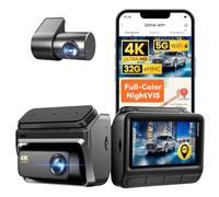 DDPAI 4K Dashcam per auto anteriore posteriore, 2160P + 1080P telecamera auto sorveglianza con 32 GB eMMC, 5 GHz WiFi 6, GPS, Super visione notturna, display IPS da 3", ADAS, monitoraggio di