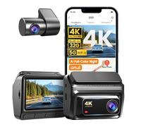 DDPAI Dashcam per auto anteriore posteriore 4K + 1080P con scheda da 64 GB, videocamera eMMC integrata da 32 GB, telecamera per auto 4G LTE con visione notturna a colori, 5 GHz WiFi 6 GPS, 24/7